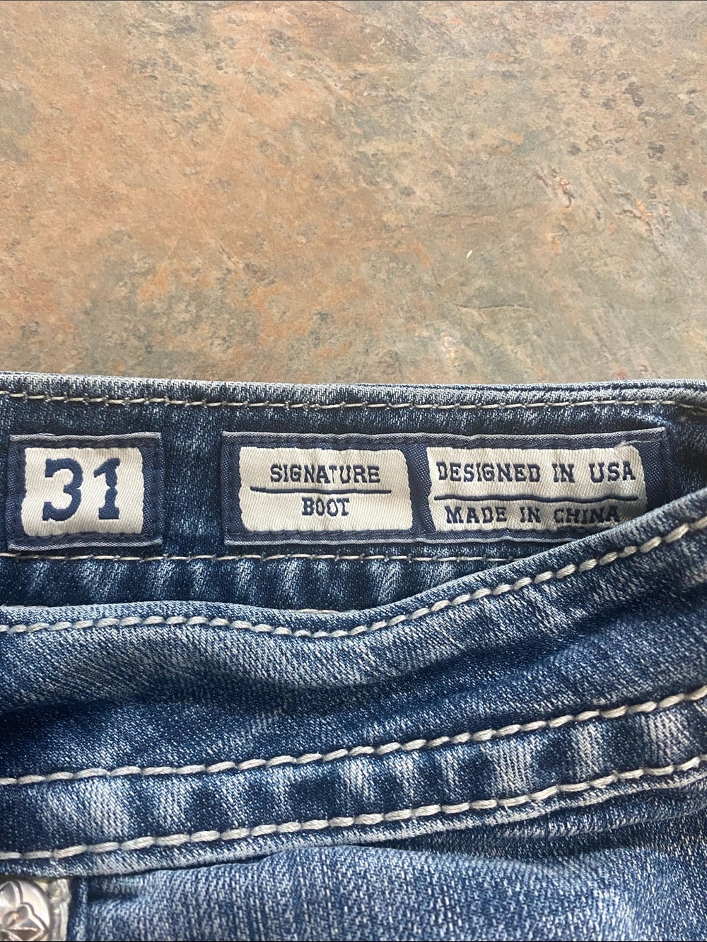 Miss Me Blue Denim Shorts with Ivory Embroidery - Picture 11 of 11
